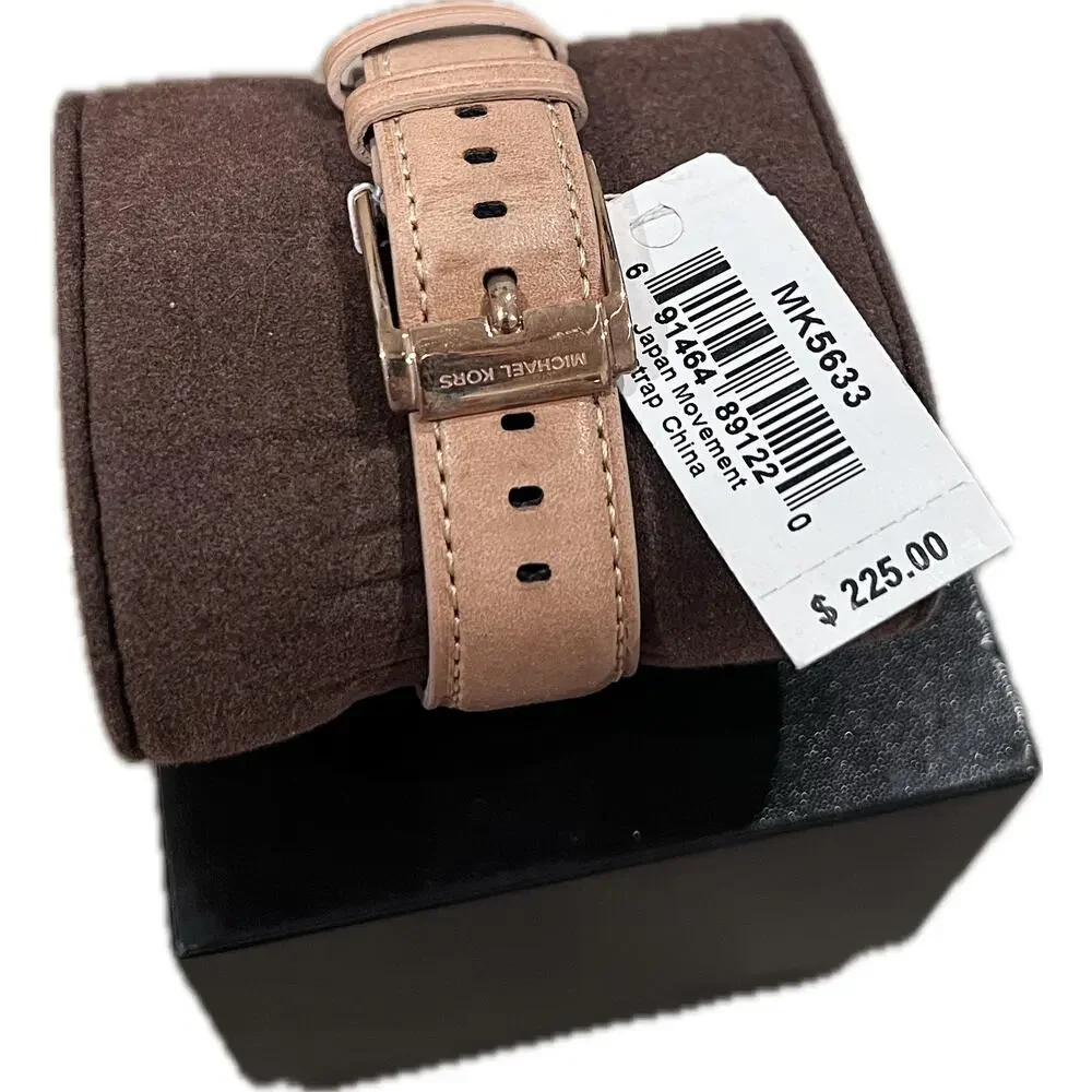 NWT Michael Kors MK5633 Parker Leather & Rose Gold Women's Watch New Battery